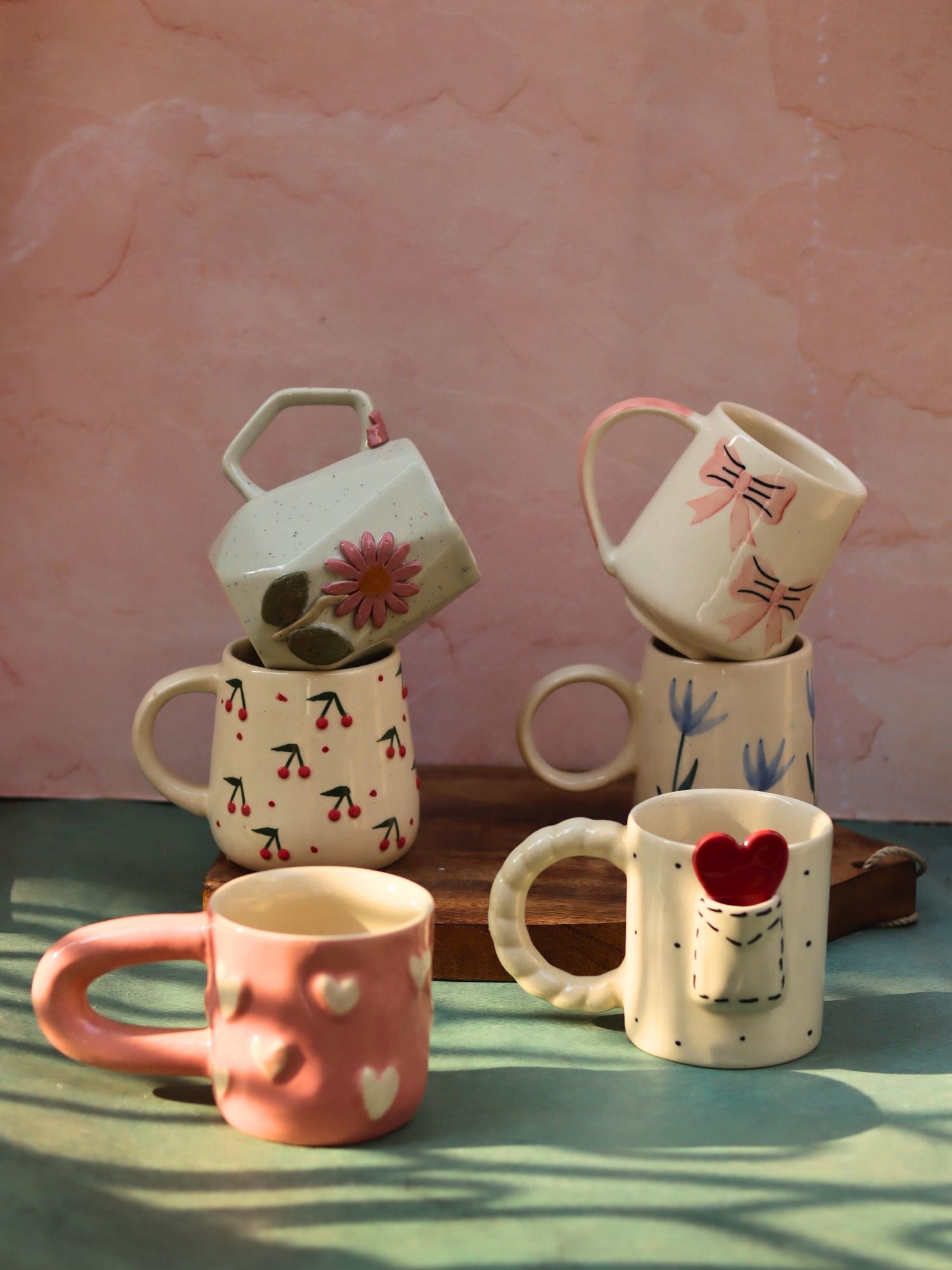 Set of 6 Blooming Hearts Mugs (for the price of 5)