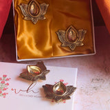 Brass Lotus Diya  in a Gift Box handmade in india