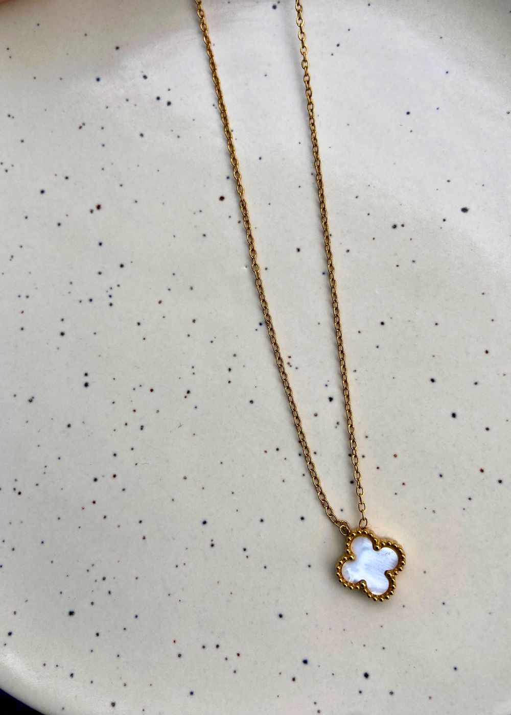 Waterproof White clover necklace