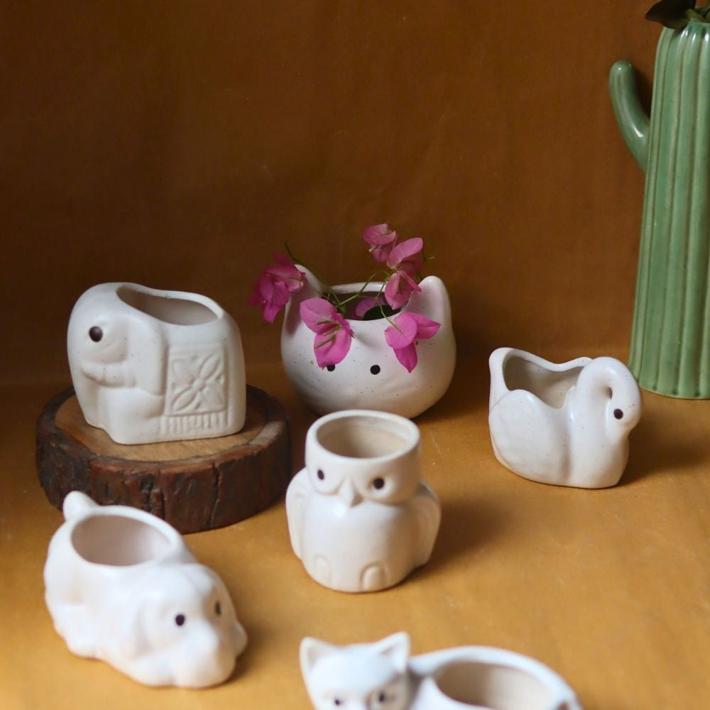 Set of 6 - Tiny Paws Planters (for the price of 5) handmade in India