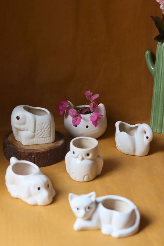 Set of 6 - Tiny Paws Planters (for the price of 5) handmade in India