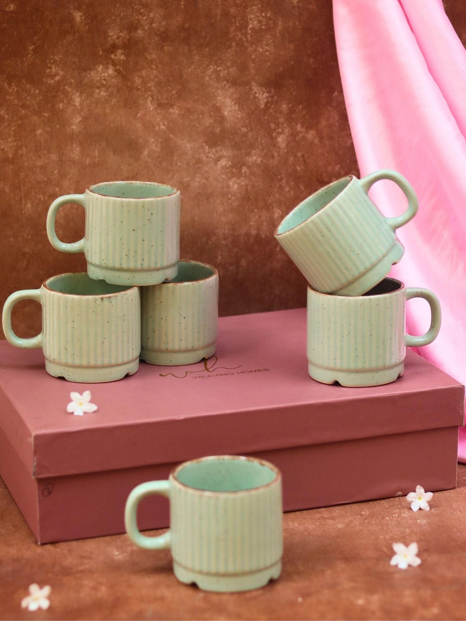 Set of 6 - Mint Bliss Tea Cups in a gift box with premium quality material