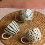 Black Patterned Mugs - Set of three with premium quality material