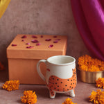 Handmade Cat Mug - Orange Diwali Gift Box