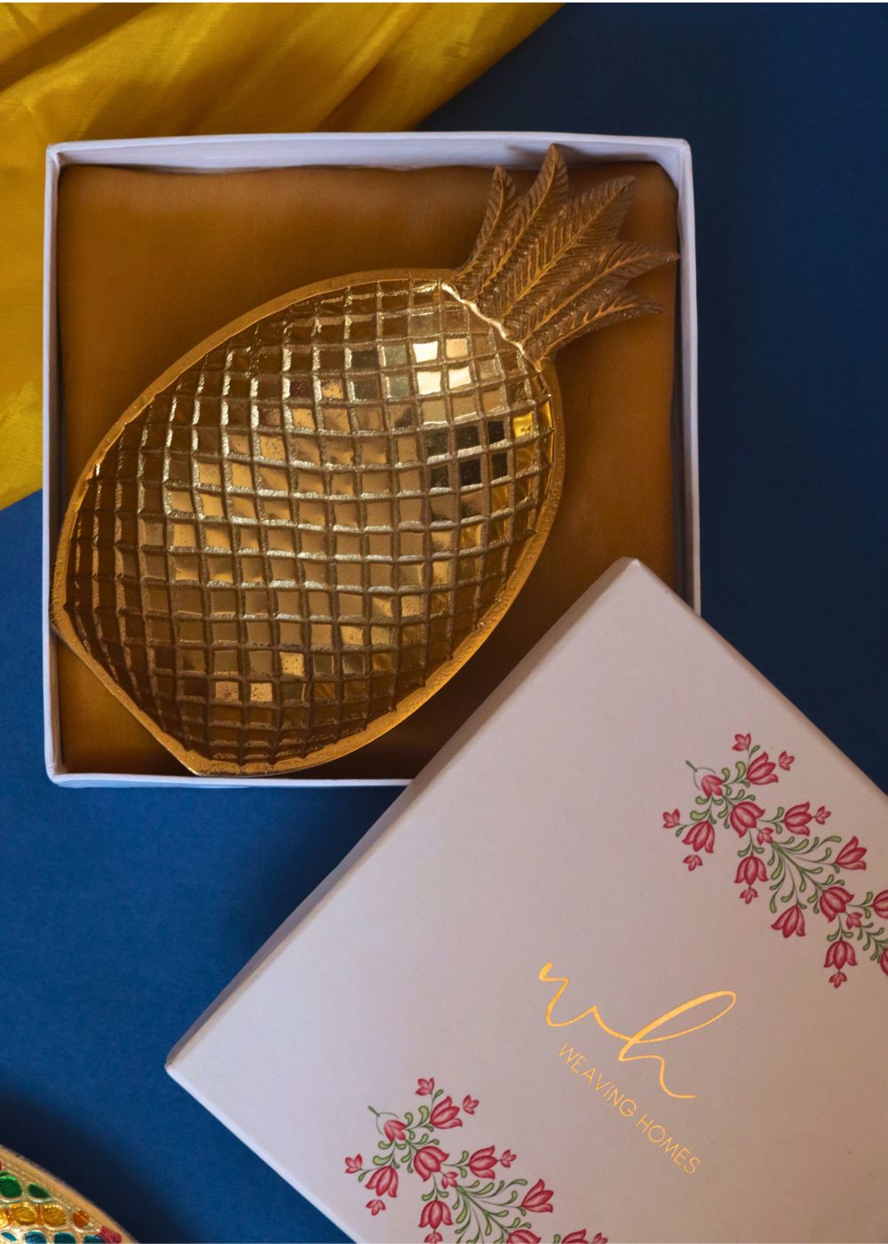 Pineapple Pristine Platter - Gold in a Gift Box handmade in india