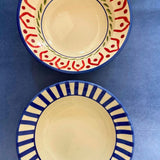 indie & blue striped pasta plate handmade in india 