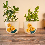 yellow rose planter handmade in india 