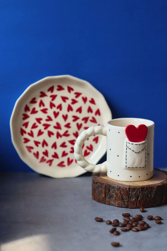Love Letter Mug & All Heart Plate handmade in india