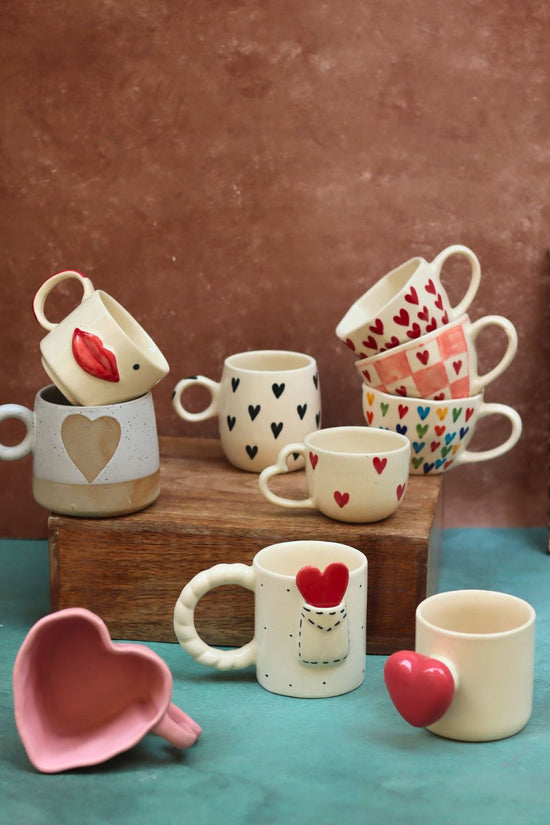 handmade Set of 10 Sweet Heart Mugs Combo (for the price of 7)