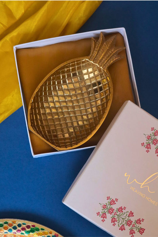 Pineapple Pristine Platter - Gold in a Gift Box made by metal