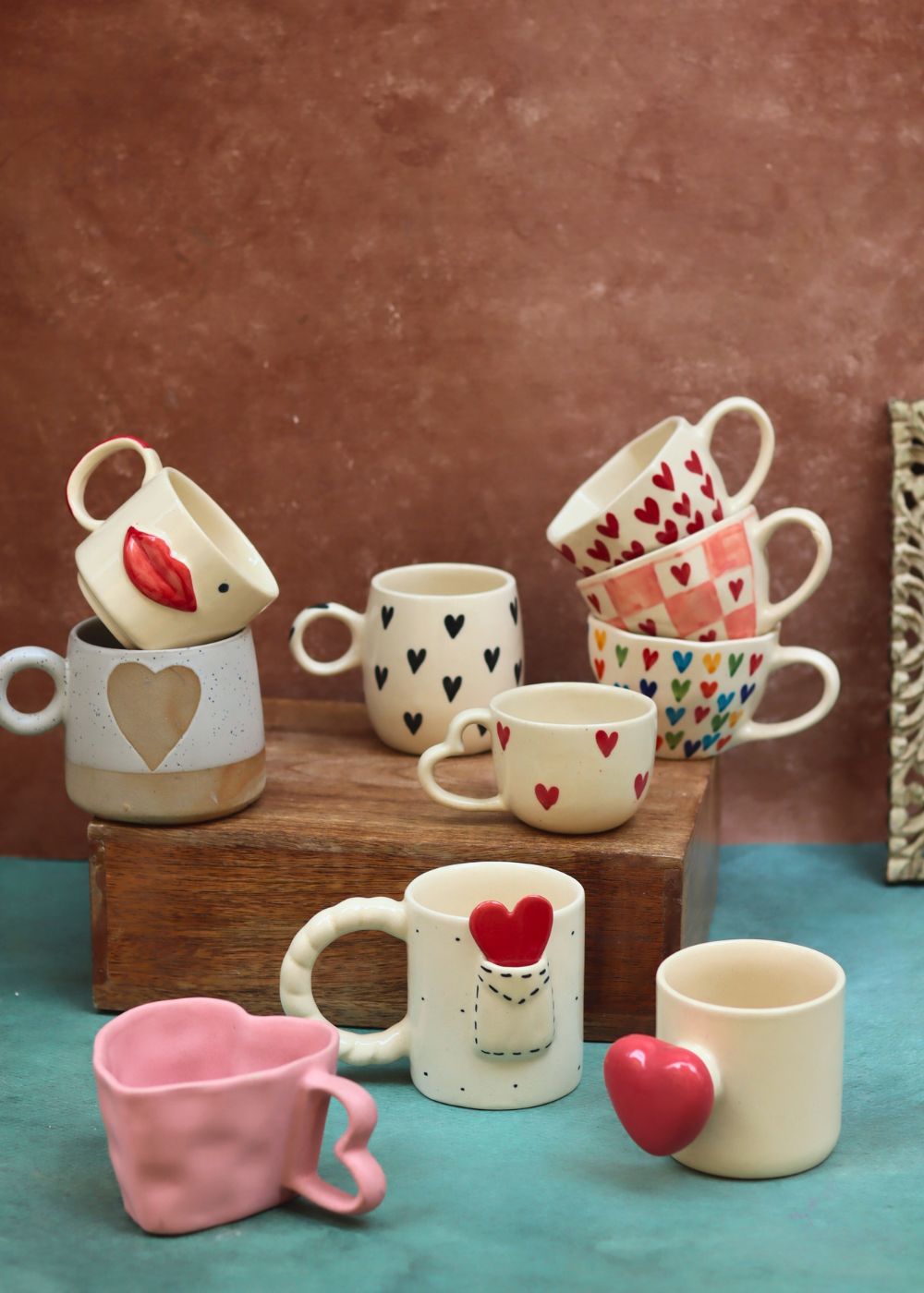 Set of 10 Sweet Heart Mugs Combo (for the price of 7) with premium quality material