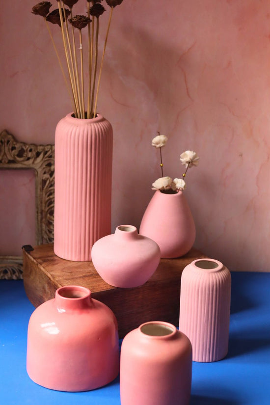 Set of 6 (Pink Vases) for the price of 5 handmade in india