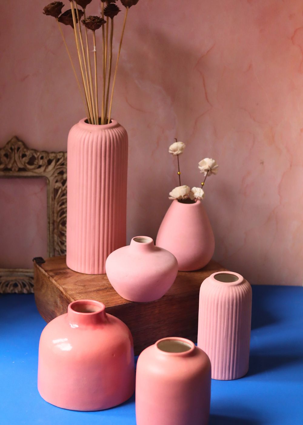 Set of 6 (Pink Vases) for the price of 5 handmade in india