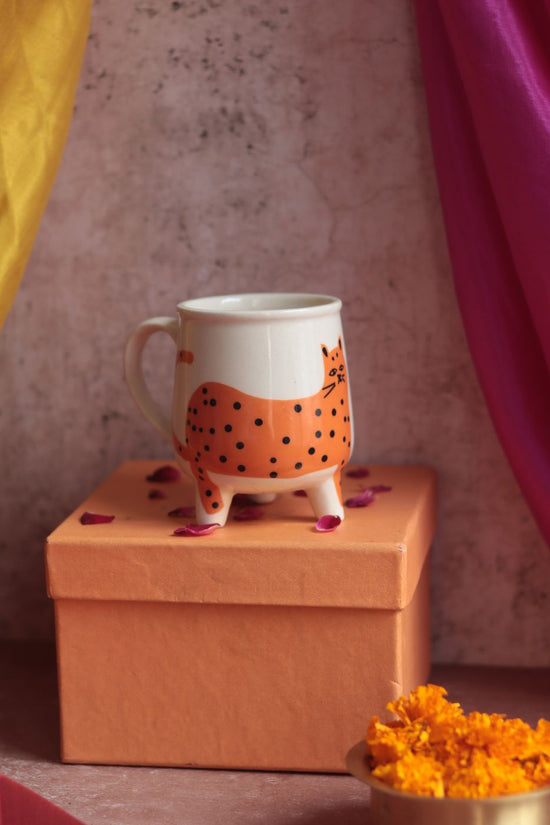 Cat Mug - Orange Diwali Gift Box premium quality gift hamper