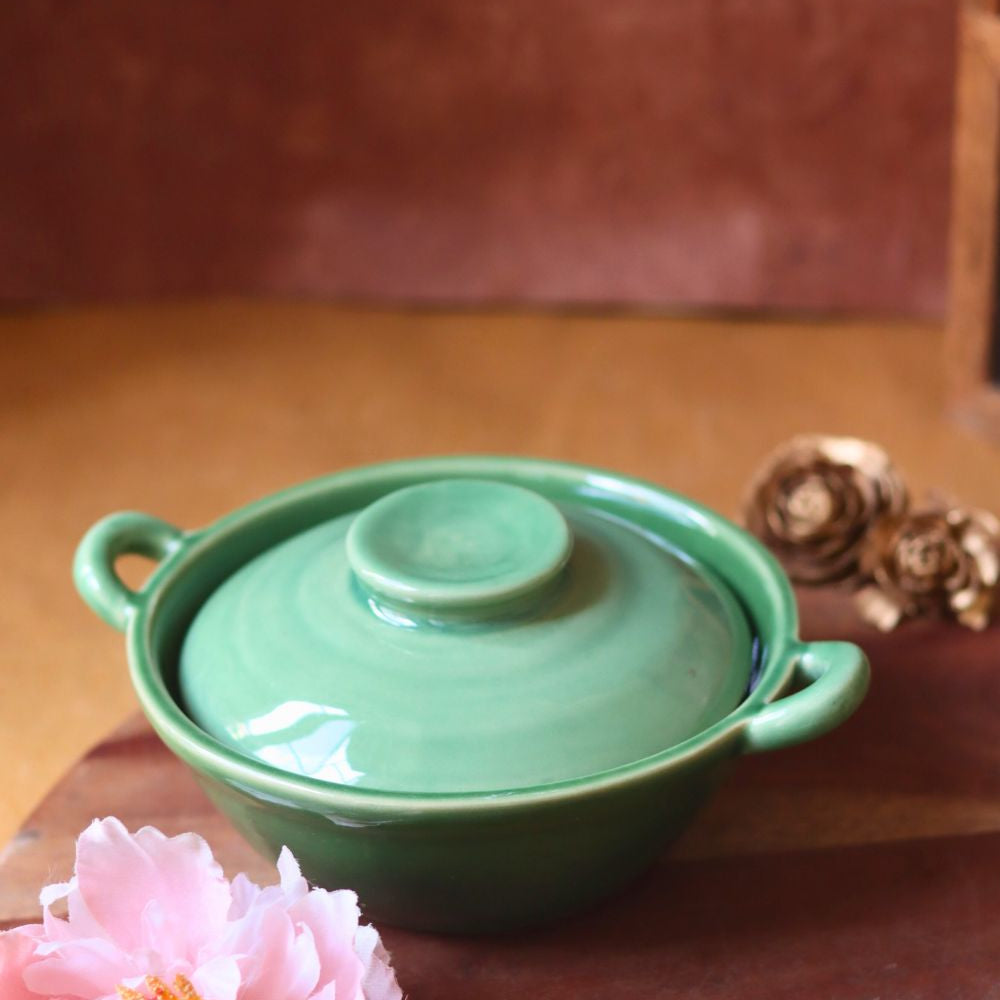 handmade Green Curry Bowl with Lid