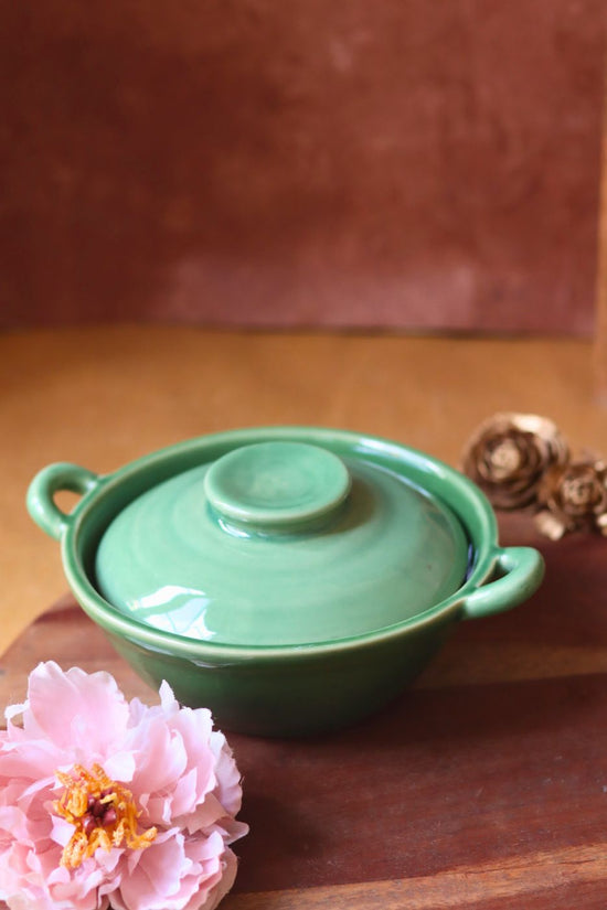 handmade Green Curry Bowl with Lid