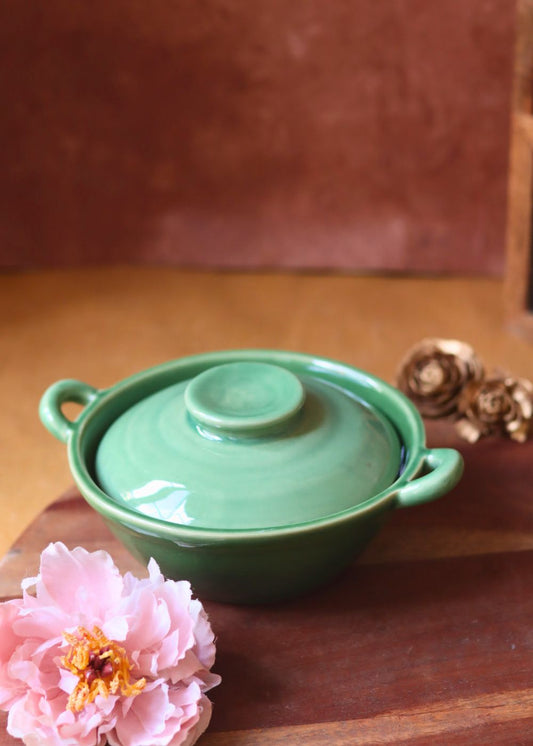 handmade Green Curry Bowl with Lid