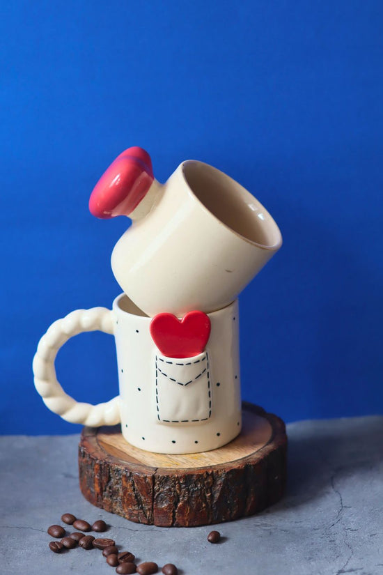 Handmade Red Heartbeat & Love Letter Mug