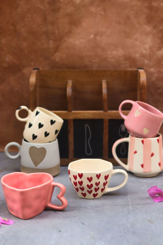 handmade Set of 6 Love Brew Mugs (for the price of 5)