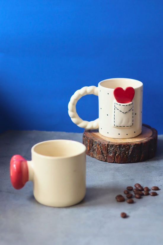 Red Heartbeat & Love Letter Mug made by ceramic