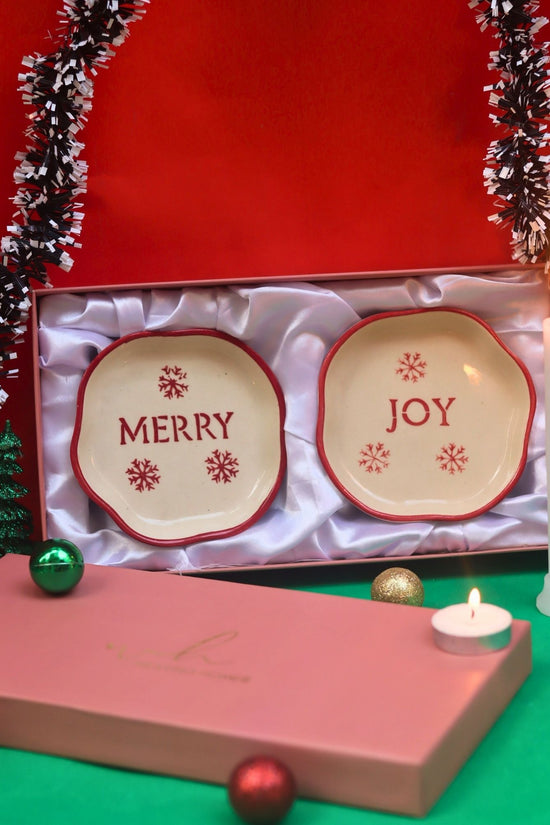 Joy  & Merry Handmade Dessert plate in a Gift Box with premium quality material