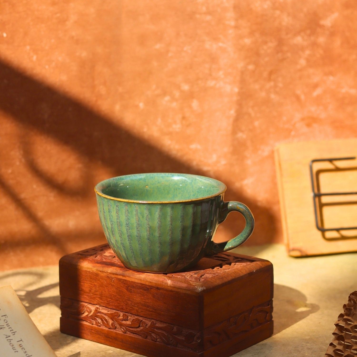 handmade Cozy Soup Cup - Metallic Green