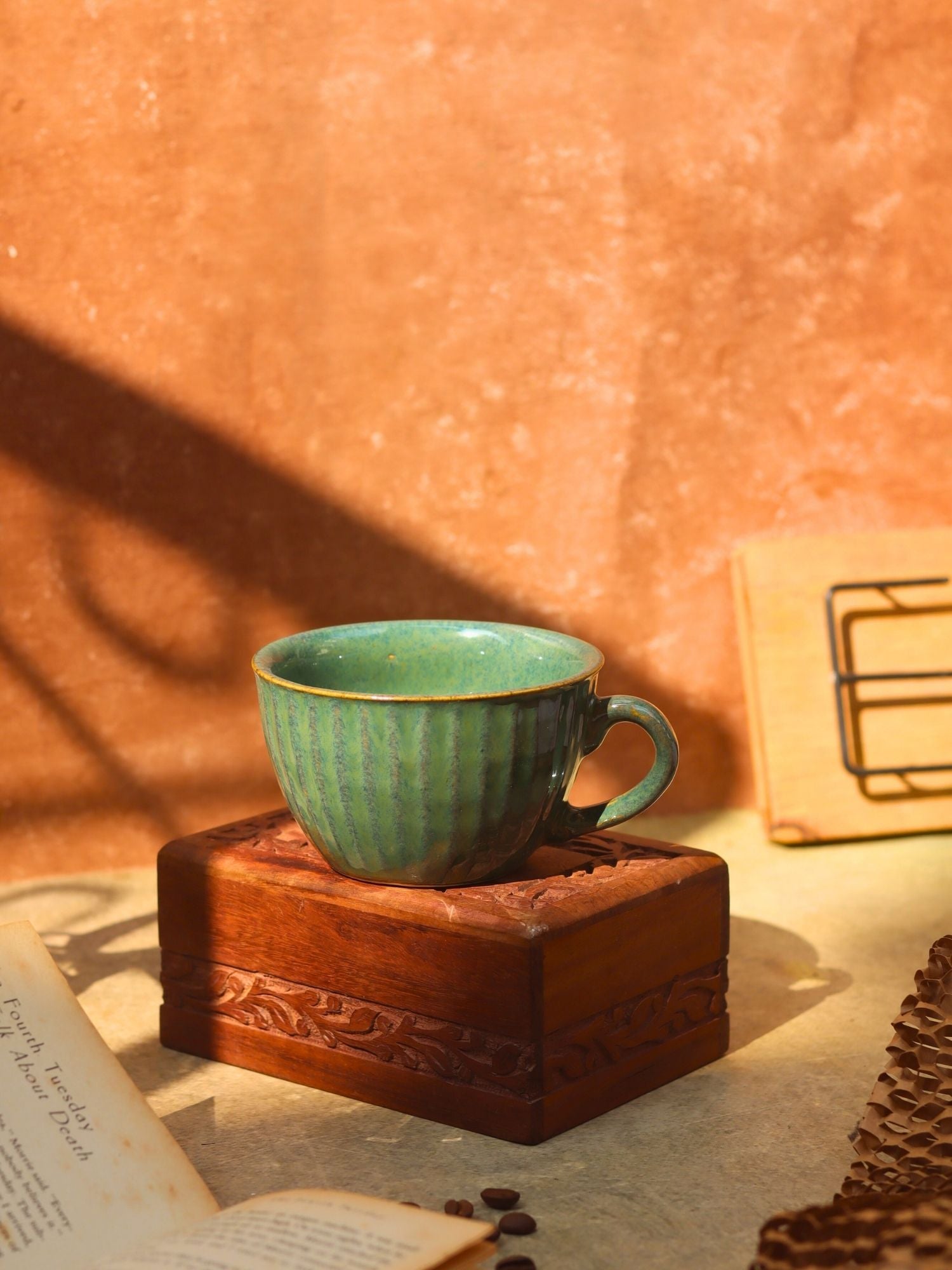 handmade Cozy Soup Cup - Metallic Green