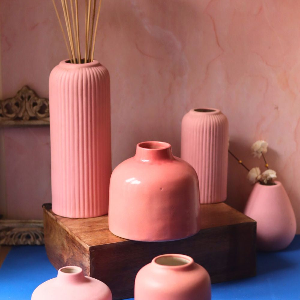 Set of 6 (Pink Vases) for the price of 5 made by ceramic