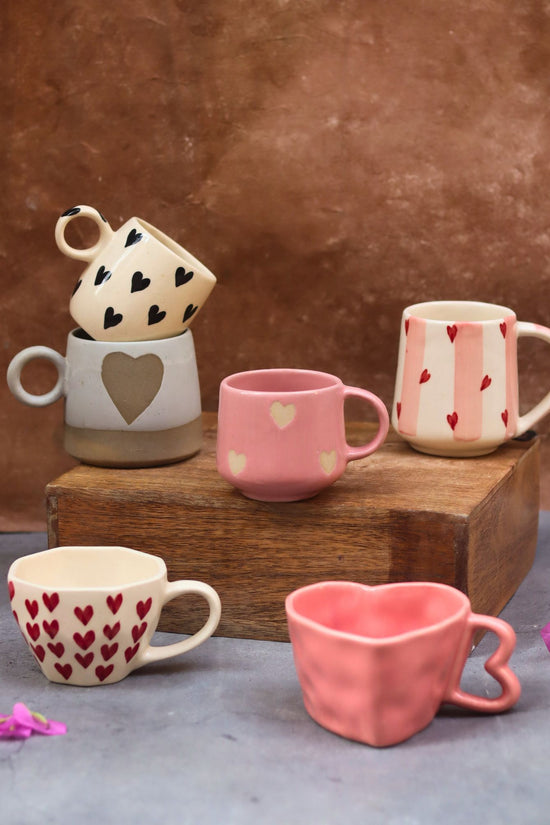 Set of 6 Love Brew Mugs (for the price of 5) handmade in India