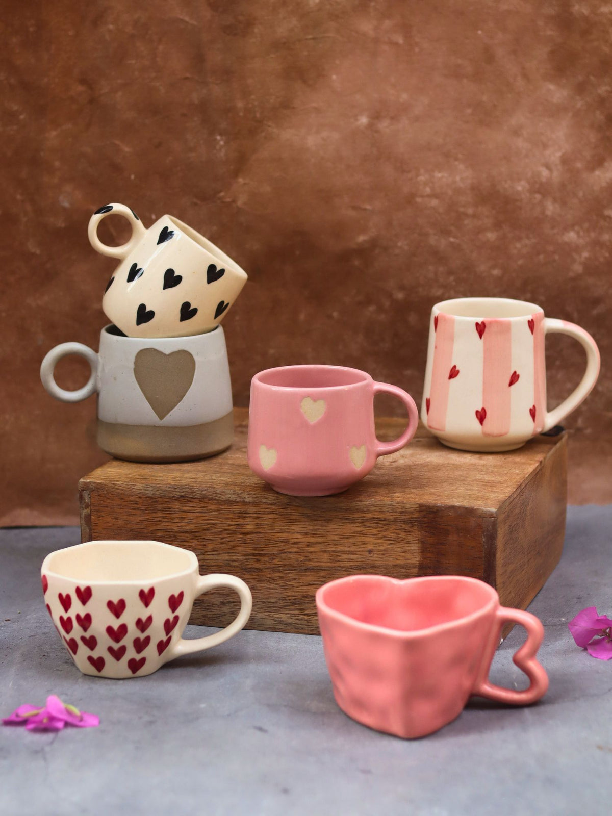 Set of 6 Love Brew Mugs (for the price of 5) handmade in India