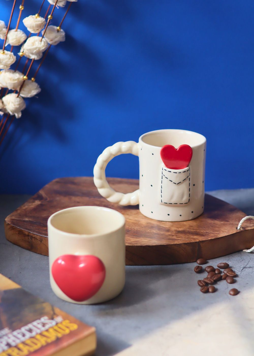 Red Heartbeat & Love Letter Mug handmade in India