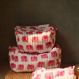 pink  ele toiletry bag made by cotton