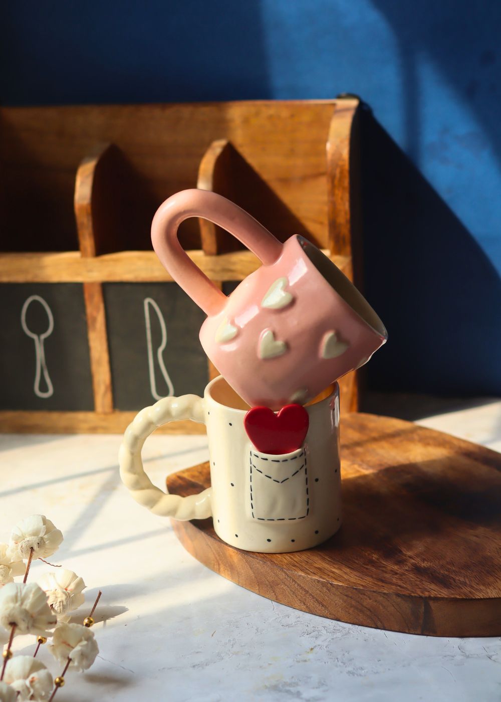 Handmade Love Letter & Pastel Pink Heart Mug