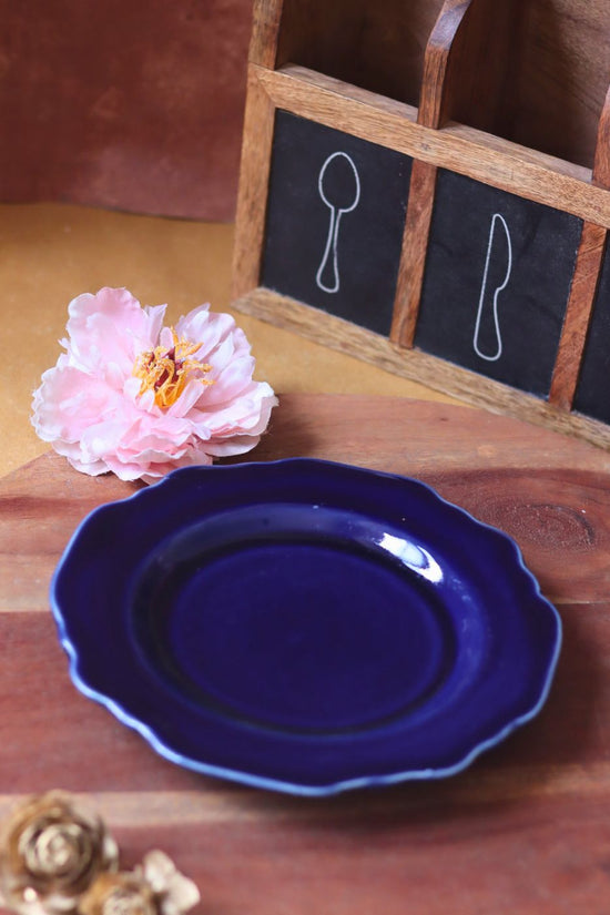handmade Royal Blue Scallop Snack Plate