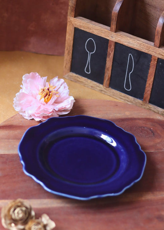 handmade Royal Blue Scallop Snack Plate