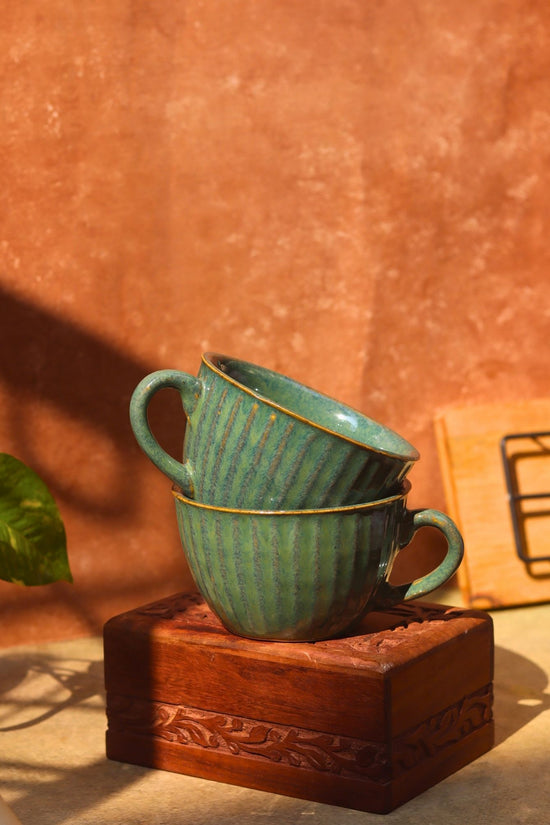 Cozy Soup Cup - Metallic Green handmade in india