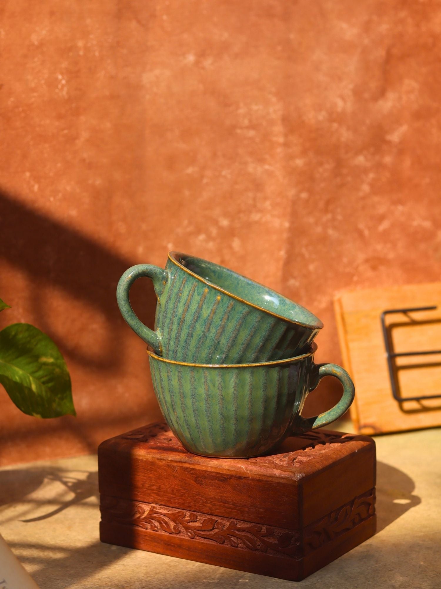 Cozy Soup Cup - Metallic Green handmade in india
