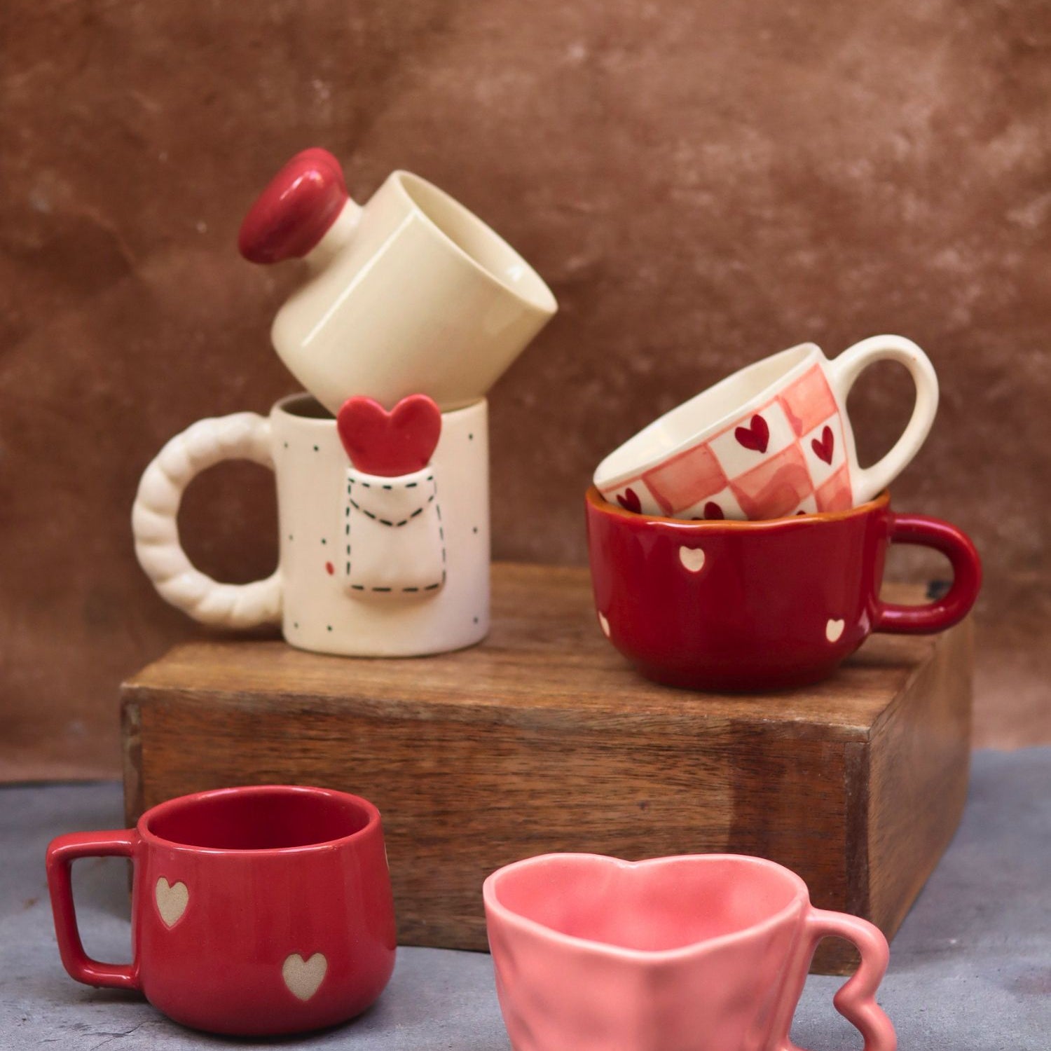 handmade Set of 6 Sips of Love Mugs (for the price of 5)