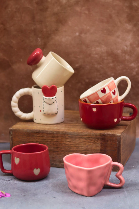 handmade Set of 6 Sips of Love Mugs (for the price of 5)