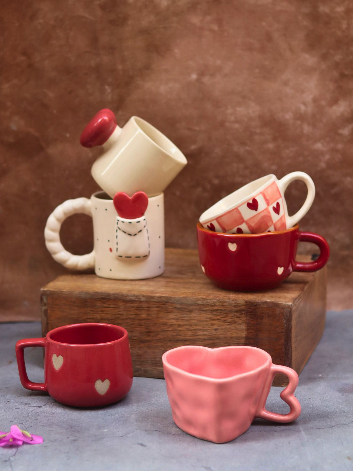 handmade Set of 6 Sips of Love Mugs (for the price of 5)