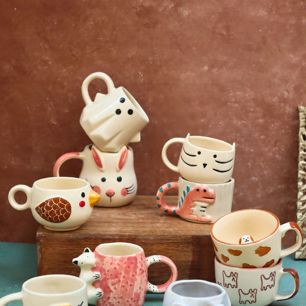 handmade Set of 10 Mystic Animal Mugs (for the price of 7)