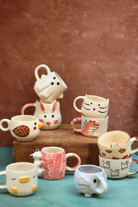 handmade Set of 10 Mystic Animal Mugs (for the price of 7)