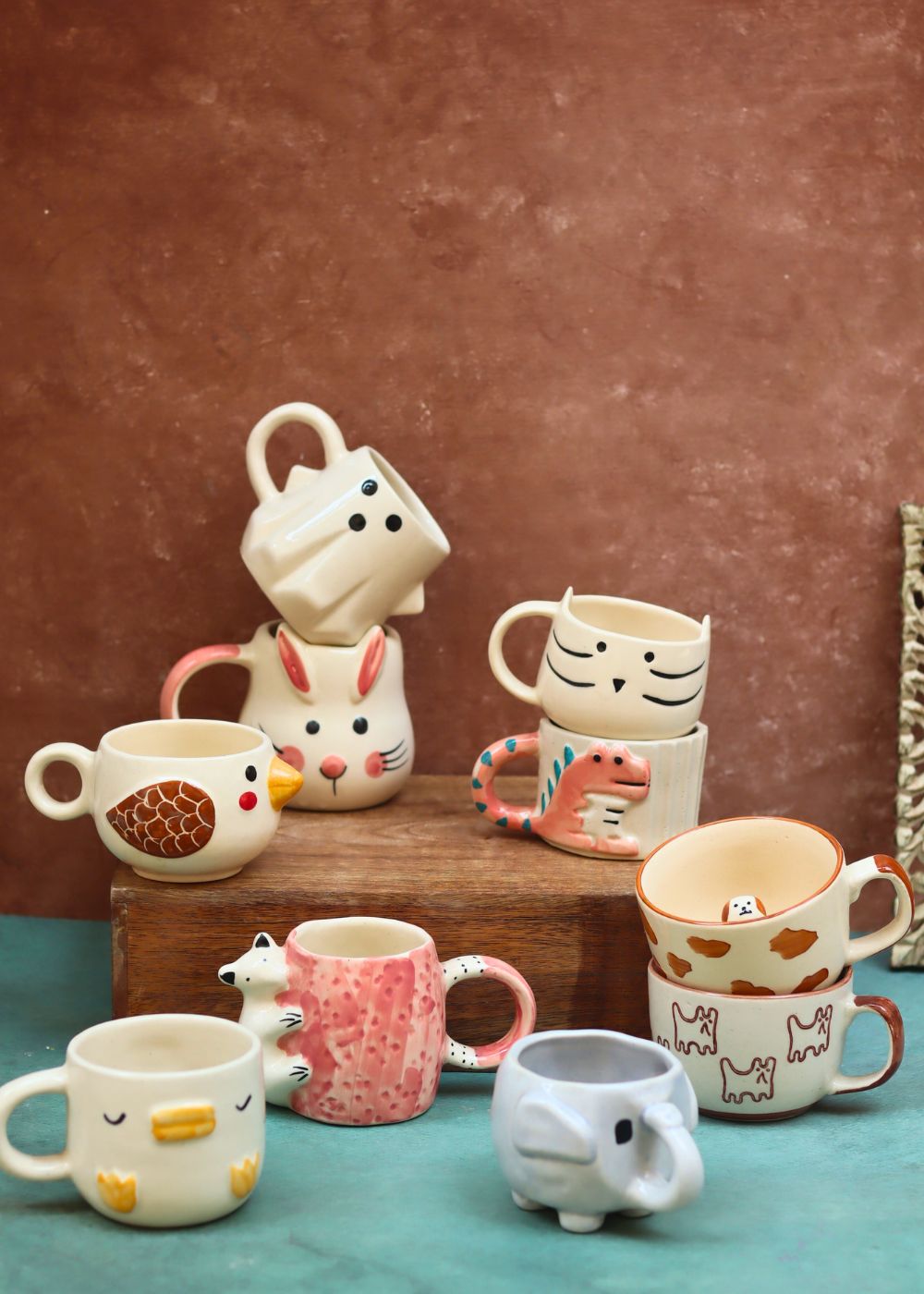 handmade Set of 10 Mystic Animal Mugs (for the price of 7)