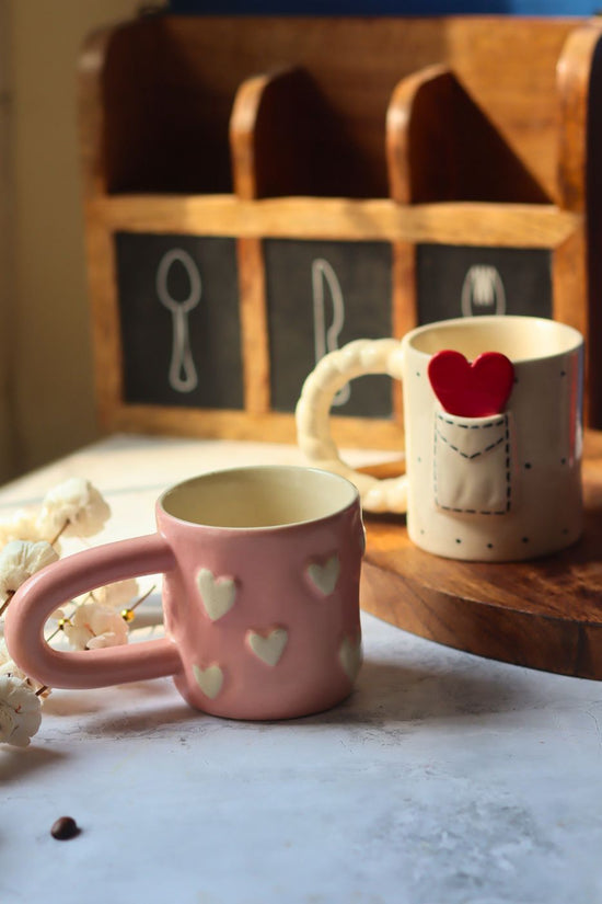 Love Letter & Pastel Pink Heart Mug made by ceramic