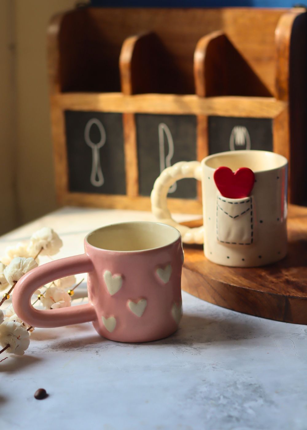 Love Letter & Pastel Pink Heart Mug made by ceramic