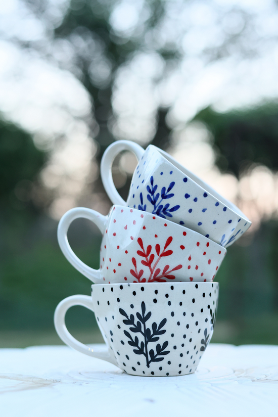 handmade fall leaf mugs - set of three 
