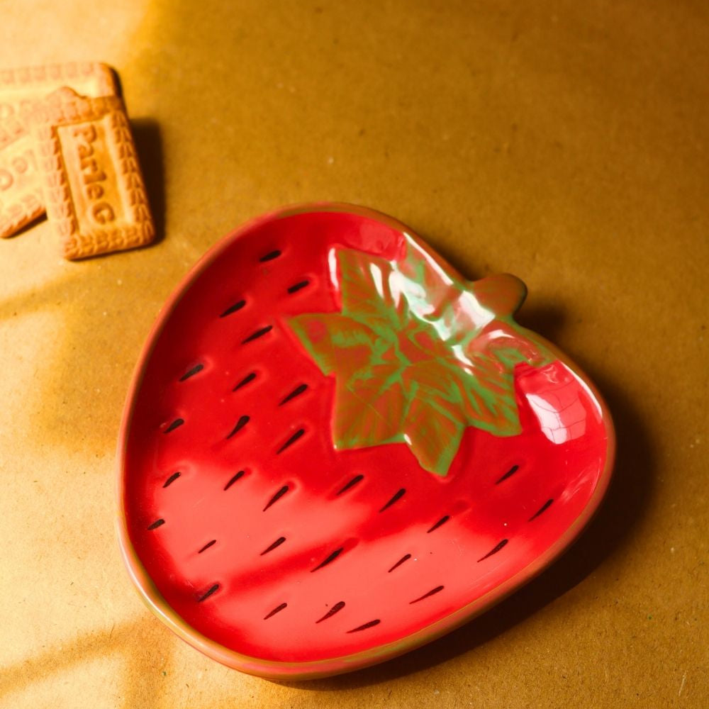 OG Strawberry Handmade Dessert Plate made by ceramic