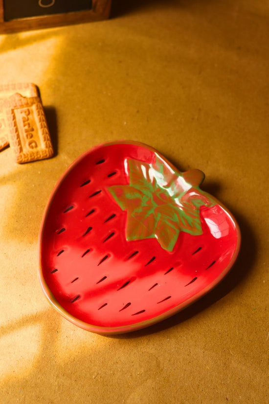 OG Strawberry Handmade Dessert Plate made by ceramic
