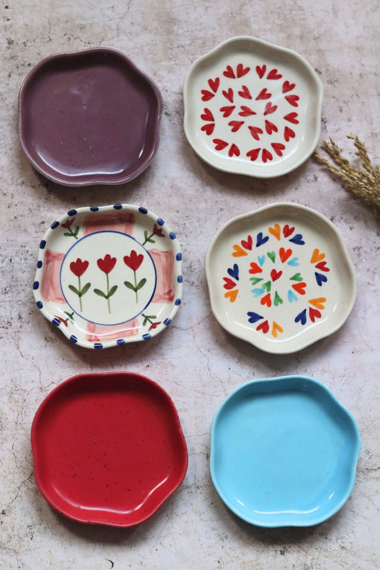 Set of 6 (colorful) handmade dessert plates (For the price of 5)