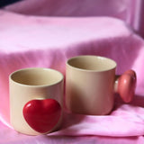 Set of 2 - Red & Pink Heartbeat Coffee Mugs handmade in india